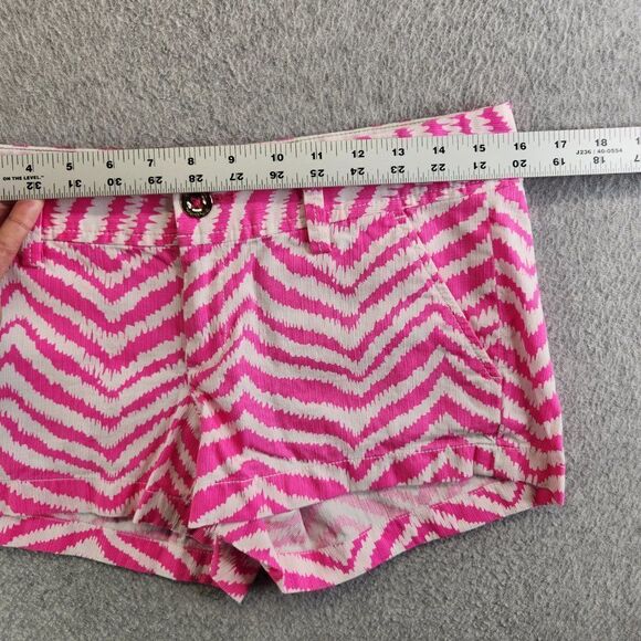 Lilly Pulitzer Shorts Womens 2 Pink Zebra Chevron Striped Walsh Resort Cruise - Picture 5 of 15